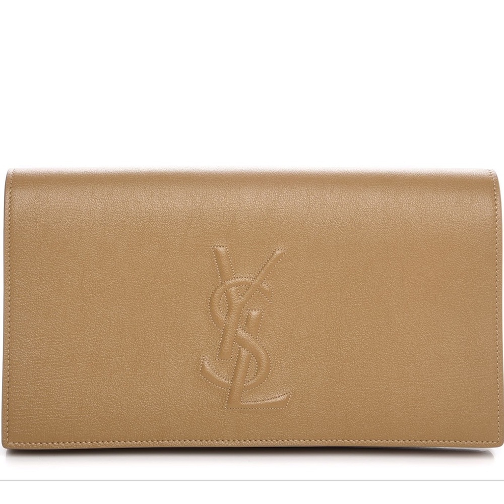 SOLD. YSL Large Calfskin Belle du Jour Clutch